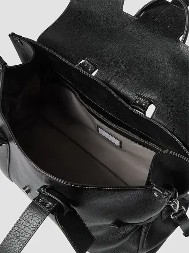 Brunello Cucinelli Men's Grained Calfskin Country Weekender Bag - Black | Thumbnail 5 Brunello Cucinelli Men's Grained Calfskin Country Weekender Bag - Black | Thumbnail 5