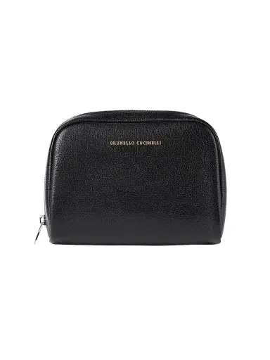 Brunello Cucinelli Brushed Leather Slim Beauty Case - Black | Thumbnail 1 Brunello Cucinelli Brushed Leather Slim Beauty Case - Black | Thumbnail 1