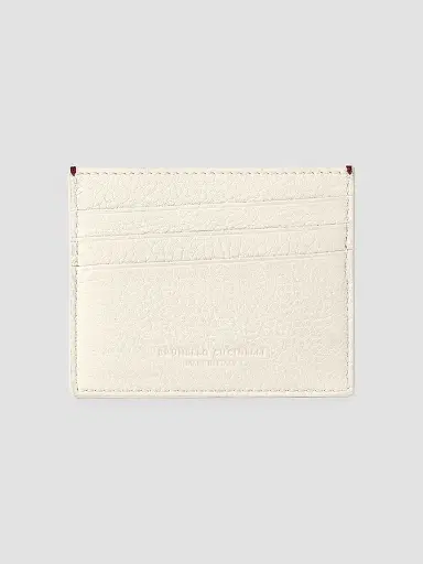 Brunello Cucinelli Men's Fine Grain Calfskin Card Holder - Chalk | Thumbnail 2 Brunello Cucinelli Men's Fine Grain Calfskin Card Holder - Chalk | Thumbnail 2