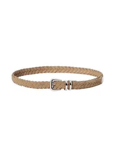 Brunello Cucinelli Men's Reversed Calfskin Braided Belt with Tip | Thumbnail 1 Brunello Cucinelli Men's Reversed Calfskin Braided Belt with Tip | Thumbnail 1