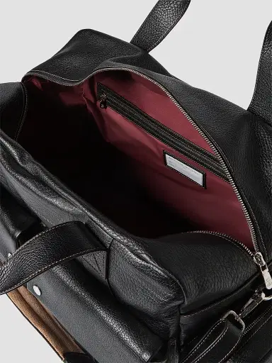 Brunello Cucinelli Men's Grained Calfskin Leisure Bag - Black | Thumbnail 5 Brunello Cucinelli Men's Grained Calfskin Leisure Bag - Black | Thumbnail 5