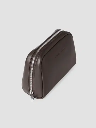 Brunello Cucinelli Smooth Calfskin Slim Beauty Case - Brown | Thumbnail 3 Brunello Cucinelli Smooth Calfskin Slim Beauty Case - Brown | Thumbnail 3
