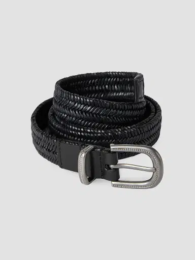 Brunello Cucinelli Women's Stretch Braided Leather Belt - Black | Thumbnail 2 Brunello Cucinelli Women's Stretch Braided Leather Belt - Black | Thumbnail 2