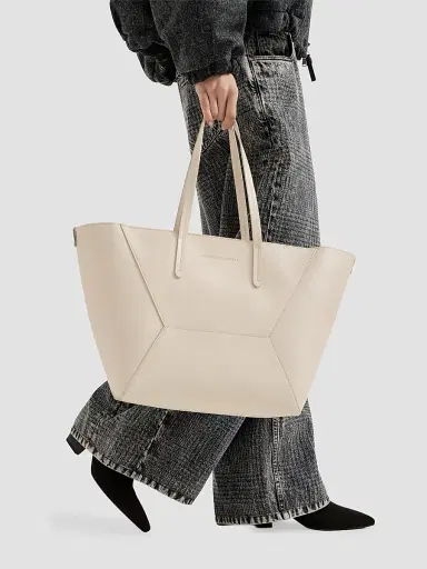 Brunello Cucinelli Women's Duo Tote Bag in Calfskin Leather with Monili - | Thumbnail 2 Brunello Cucinelli Women's Duo Tote Bag in Calfskin Leather with Monili - | Thumbnail 2