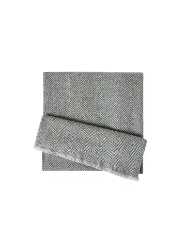 Brunello Cucinelli Men's Cashmere Chevron Scarf - Light Grey | Thumbnail 1 Brunello Cucinelli Men's Cashmere Chevron Scarf - Light Grey | Thumbnail 1