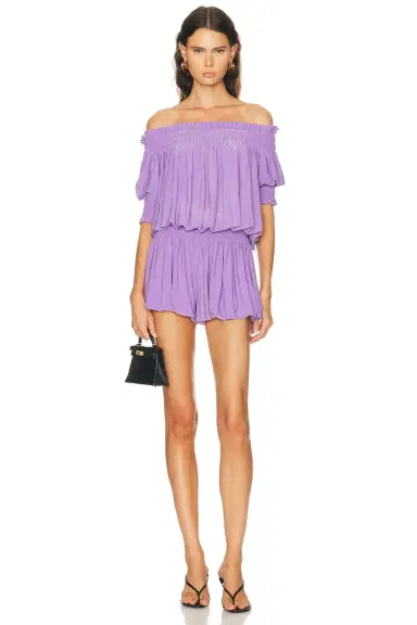 Norma Kamali Short Sleeve Peasant Puff Romper | Thumbnail 1 Norma Kamali Short Sleeve Peasant Puff Romper | Thumbnail 1