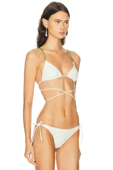 DOLLA for FWRD Dolores Wrap Tortoli Pearl Straps Bikini Top | Thumbnail 2 DOLLA for FWRD Dolores Wrap Tortoli Pearl Straps Bikini Top | Thumbnail 2