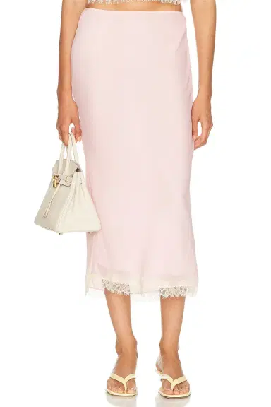 Helsa Viscose Georgette Slip Skirt With Lace | Thumbnail 1 Helsa Viscose Georgette Slip Skirt With Lace | Thumbnail 1