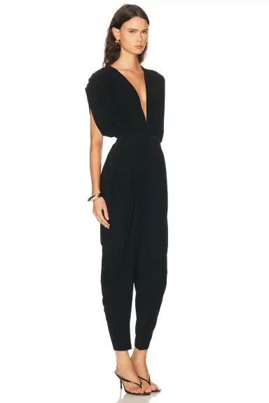 Norma Kamali Square Sleeve Waterfall Jumpsuit | Thumbnail 2 Norma Kamali Square Sleeve Waterfall Jumpsuit | Thumbnail 2
