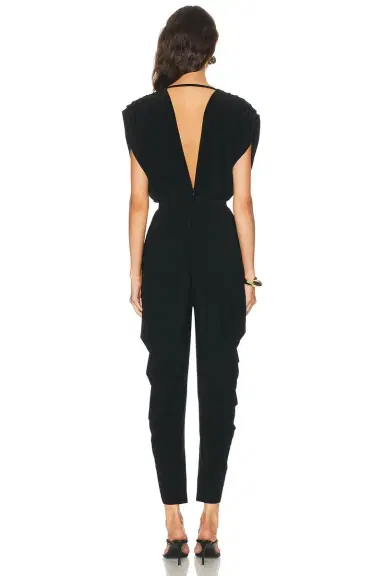 Norma Kamali Square Sleeve Waterfall Jumpsuit | Thumbnail 3 Norma Kamali Square Sleeve Waterfall Jumpsuit | Thumbnail 3