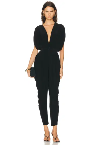 Norma Kamali Square Sleeve Waterfall Jumpsuit | Thumbnail 1 Norma Kamali Square Sleeve Waterfall Jumpsuit | Thumbnail 1