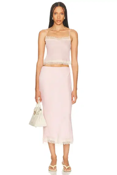 Helsa Viscose Georgette Cami With Lace | Thumbnail 4 Helsa Viscose Georgette Cami With Lace | Thumbnail 4