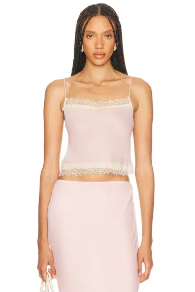 Helsa Viscose Georgette Cami With Lace | Thumbnail 1 Helsa Viscose Georgette Cami With Lace | Thumbnail 1