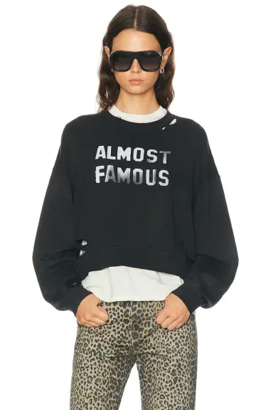 R13 Almost Famous Cropped Crewneck Sweatshirt | Thumbnail 1 R13 Almost Famous Cropped Crewneck Sweatshirt | Thumbnail 1