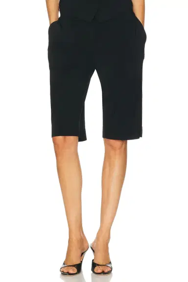 Norma Kamali Flat Front Bermuda Short | Thumbnail 1 Norma Kamali Flat Front Bermuda Short | Thumbnail 1