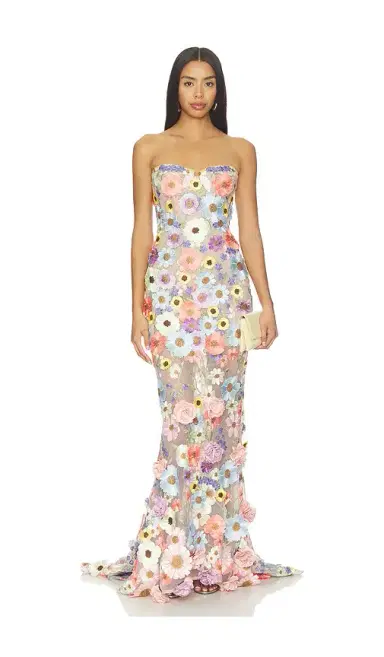 Bronx and Banco Jasmine Floral Strapless Gown | Thumbnail 1 Bronx and Banco Jasmine Floral Strapless Gown | Thumbnail 1