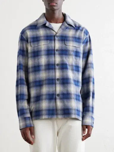 Ralph Lauren Purple Label Checked Cotton and Cashmere-Blend Shirt - Men | Thumbnail 3 Ralph Lauren Purple Label Checked Cotton and Cashmere-Blend Shirt - Men | Thumbnail 3