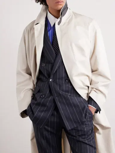 Tom Ford Leather-Trimmed Cotton and Silk-Blend Overcoat - Men | Thumbnail 5 Tom Ford Leather-Trimmed Cotton and Silk-Blend Overcoat - Men | Thumbnail 5
