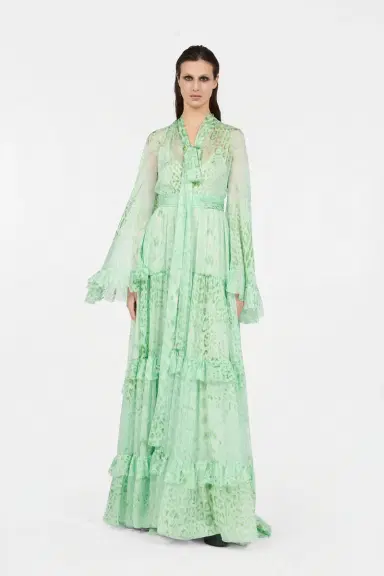 Roberto Cavalli Jaguar Mint Print Silk Dress | Thumbnail 2 Roberto Cavalli Jaguar Mint Print Silk Dress | Thumbnail 2