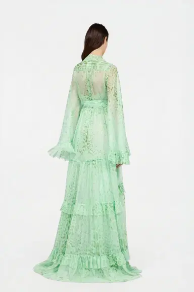 Roberto Cavalli Jaguar Mint Print Silk Dress | Thumbnail 3 Roberto Cavalli Jaguar Mint Print Silk Dress | Thumbnail 3
