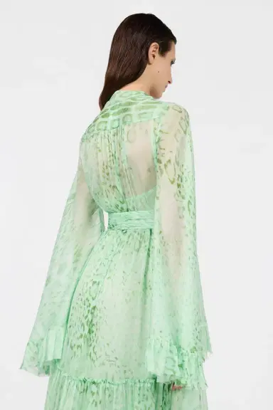 Roberto Cavalli Jaguar Mint Print Silk Dress | Thumbnail 5 Roberto Cavalli Jaguar Mint Print Silk Dress | Thumbnail 5