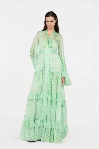 Roberto Cavalli Jaguar Mint Print Silk Dress | Thumbnail 6 Roberto Cavalli Jaguar Mint Print Silk Dress | Thumbnail 6