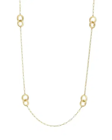 L. Klein Duetto 18K Gold Paperclip Chain Necklace with Hammered Rings | Thumbnail 1 L. Klein Duetto 18K Gold Paperclip Chain Necklace with Hammered Rings | Thumbnail 1