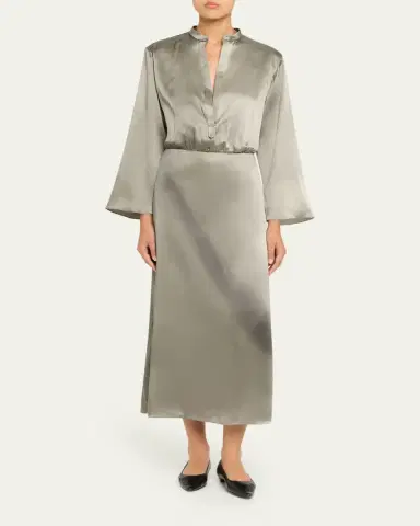 Giorgio Armani Ombre Print Silk Long-Sleeve Midi Dress | Thumbnail 2 Giorgio Armani Ombre Print Silk Long-Sleeve Midi Dress | Thumbnail 2