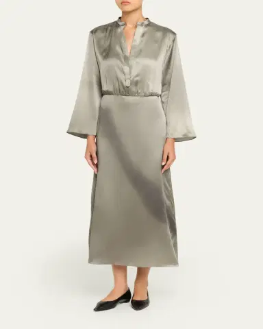 Giorgio Armani Ombre Print Silk Long-Sleeve Midi Dress | Thumbnail 4 Giorgio Armani Ombre Print Silk Long-Sleeve Midi Dress | Thumbnail 4