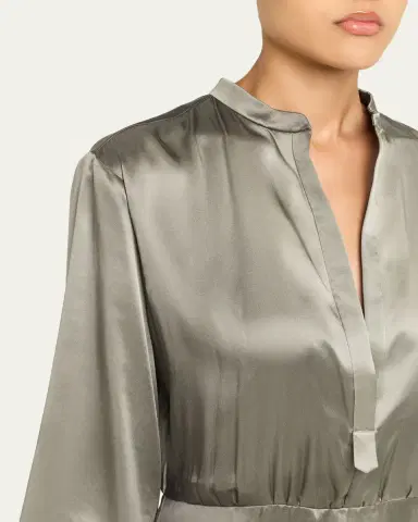 Giorgio Armani Ombre Print Silk Long-Sleeve Midi Dress | Thumbnail 5 Giorgio Armani Ombre Print Silk Long-Sleeve Midi Dress | Thumbnail 5