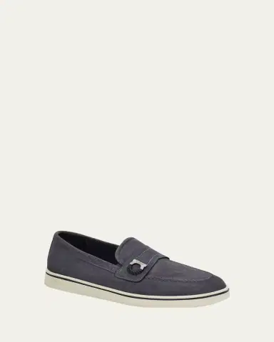 Ferragamo Men's Tancredi Suede Boat Shoe Loafers | Thumbnail 2 Ferragamo Men's Tancredi Suede Boat Shoe Loafers | Thumbnail 2