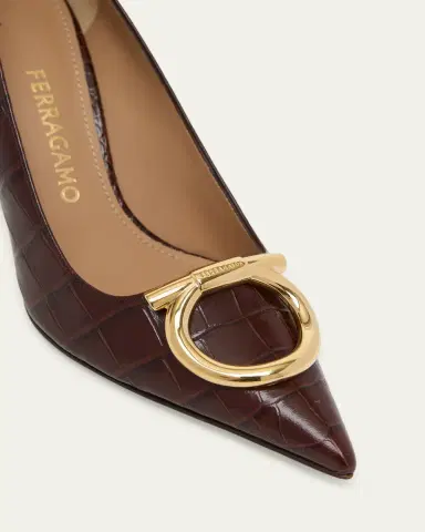 Ferragamo 70mm Lara Croc-Embossed Leather Pumps | Thumbnail 3 Ferragamo 70mm Lara Croc-Embossed Leather Pumps | Thumbnail 3