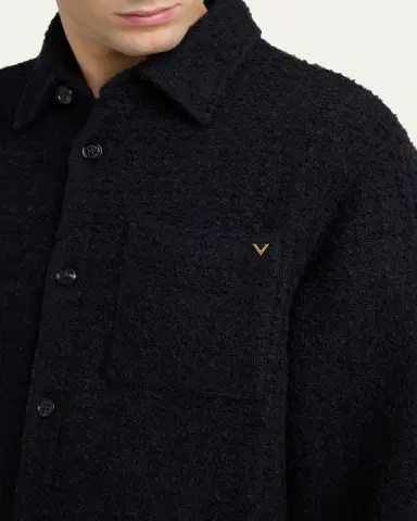 Valentino Garavani Men's Cotton Boucle Tweed Overshirt | Thumbnail 5 Valentino Garavani Men's Cotton Boucle Tweed Overshirt | Thumbnail 5