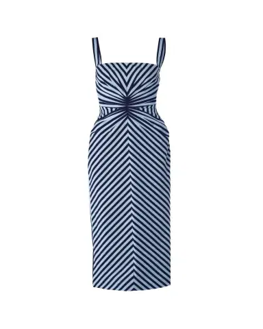 Carolina Herrera Sleeveless Striped Gathered-Waist Midi Dress | Thumbnail 1 Carolina Herrera Sleeveless Striped Gathered-Waist Midi Dress | Thumbnail 1