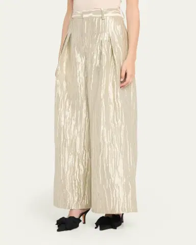 Rosie Assoulin Wide-Leg Metallic Double-Pleat Pants | Thumbnail 4 Rosie Assoulin Wide-Leg Metallic Double-Pleat Pants | Thumbnail 4