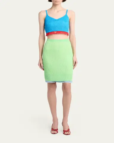 Versace Ribbed Lace Crop Top | Thumbnail 2 Versace Ribbed Lace Crop Top | Thumbnail 2