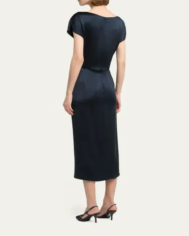 Giorgio Armani Hammered Satin Cap-Sleeve Wrap Midi Dress | Thumbnail 3 Giorgio Armani Hammered Satin Cap-Sleeve Wrap Midi Dress | Thumbnail 3