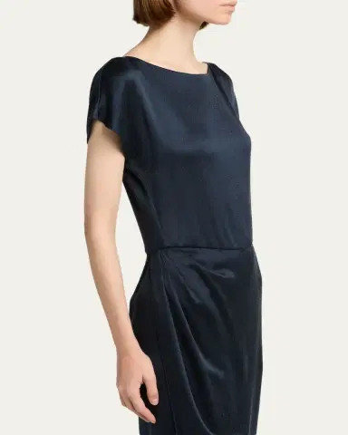 Giorgio Armani Hammered Satin Cap-Sleeve Wrap Midi Dress | Thumbnail 5 Giorgio Armani Hammered Satin Cap-Sleeve Wrap Midi Dress | Thumbnail 5