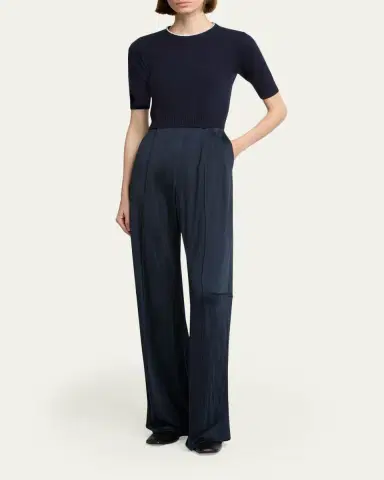 Giorgio Armani Crystal-Collar Cashmere Short-Sleeve Crop Sweater | Thumbnail 2 Giorgio Armani Crystal-Collar Cashmere Short-Sleeve Crop Sweater | Thumbnail 2