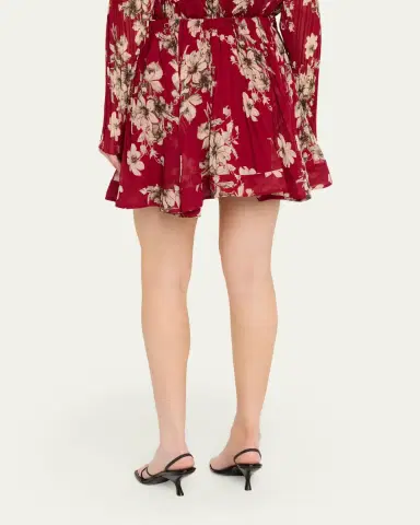Cinq a Sept Hand-Sketched Floral Georgette Mini Skirt | Thumbnail 3 Cinq a Sept Hand-Sketched Floral Georgette Mini Skirt | Thumbnail 3