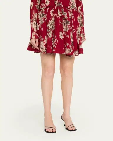 Cinq a Sept Hand-Sketched Floral Georgette Mini Skirt | Thumbnail 4 Cinq a Sept Hand-Sketched Floral Georgette Mini Skirt | Thumbnail 4
