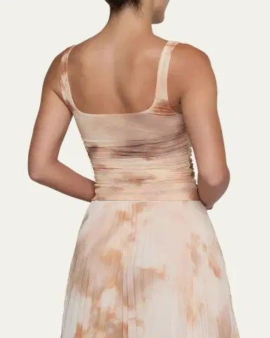 L'Agence Rasha Watercolor-Print Ruched Tank | Thumbnail 3 L'Agence Rasha Watercolor-Print Ruched Tank | Thumbnail 3