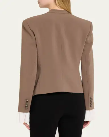 Cinq à Sept Maren Georgette-Trim Crepe Blazer | Thumbnail 3 Cinq à Sept Maren Georgette-Trim Crepe Blazer | Thumbnail 3