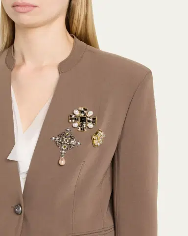 Cinq à Sept Maren Georgette-Trim Crepe Blazer | Thumbnail 5 Cinq à Sept Maren Georgette-Trim Crepe Blazer | Thumbnail 5
