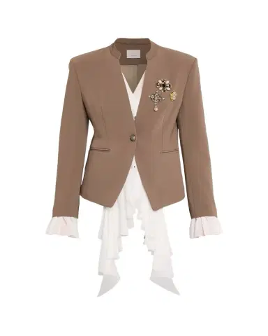 Cinq à Sept Maren Georgette-Trim Crepe Blazer | Thumbnail 1 Cinq à Sept Maren Georgette-Trim Crepe Blazer | Thumbnail 1
