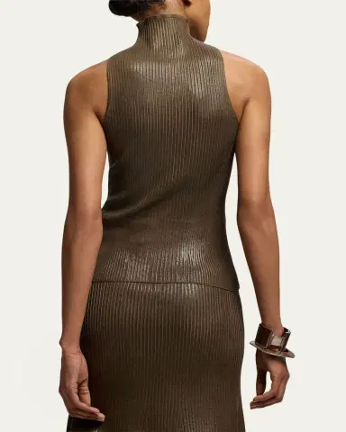 Ralph Lauren Collection Foiled Rib-Knit Mockneck Sweater | Thumbnail 3 Ralph Lauren Collection Foiled Rib-Knit Mockneck Sweater | Thumbnail 3