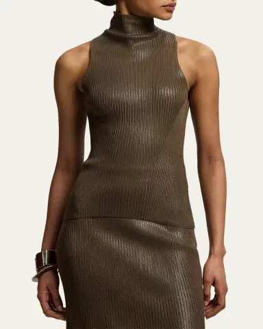 Ralph Lauren Collection Foiled Rib-Knit Mockneck Sweater | Thumbnail 4 Ralph Lauren Collection Foiled Rib-Knit Mockneck Sweater | Thumbnail 4