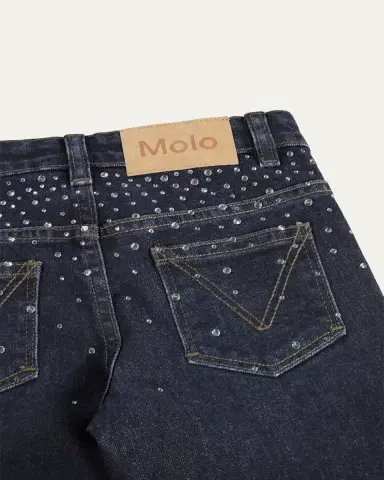 Molo Girl's Asta Rhinestone-Embellished Wide-Leg Denim Jeans, Size 3-7 | Thumbnail 4 Molo Girl's Asta Rhinestone-Embellished Wide-Leg Denim Jeans, Size 3-7 | Thumbnail 4