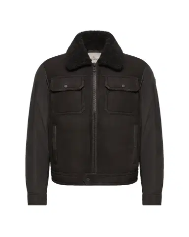 Moncler Men's Hybrid Suede Shearling-Collar Aviator Jacket | Thumbnail 1 Moncler Men's Hybrid Suede Shearling-Collar Aviator Jacket | Thumbnail 1