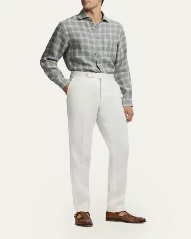 Ralph Lauren Purple Label Men's Twill Plaid Pocket Button-Down Shirt | Thumbnail 2 Ralph Lauren Purple Label Men's Twill Plaid Pocket Button-Down Shirt | Thumbnail 2